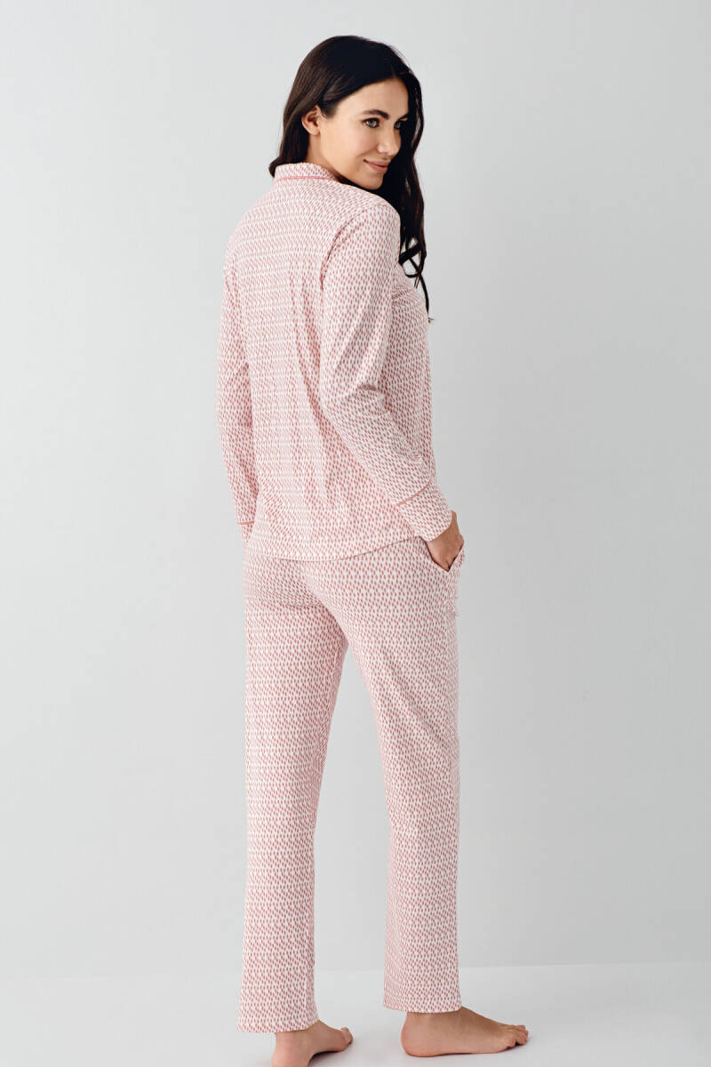 Pierre Cardin Kadın Pamuklu Kışlık Regular Fit Pembe Gömlek Pijama Takım PC9081-S-V1 - 4