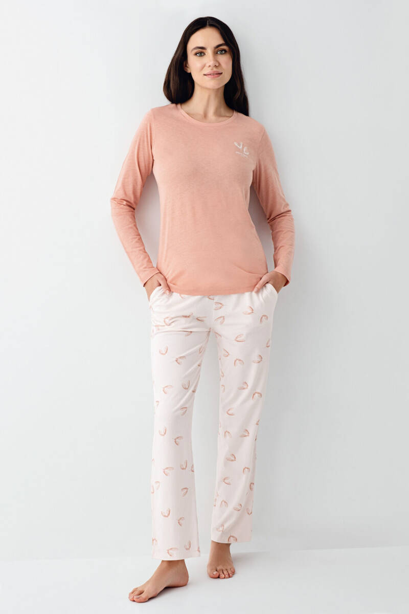 Pierre Cardin Kadın Pamuklu Bisiklet Yaka Pigment Baskılı Kışlık Regular Fit Pembe Pijama Takımı PC9061-S-V2 - 2