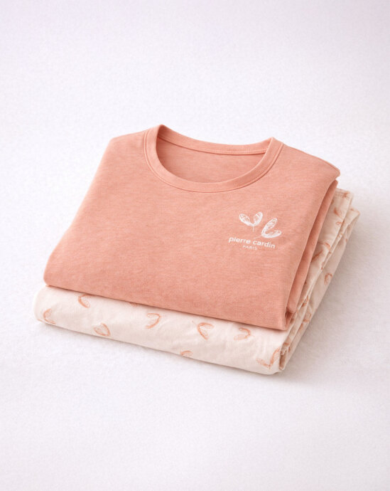 Pierre Cardin Kadın Pamuklu Bisiklet Yaka Pigment Baskılı Kışlık Regular Fit Pembe Pijama Takımı PC9061-S-V2 - 6