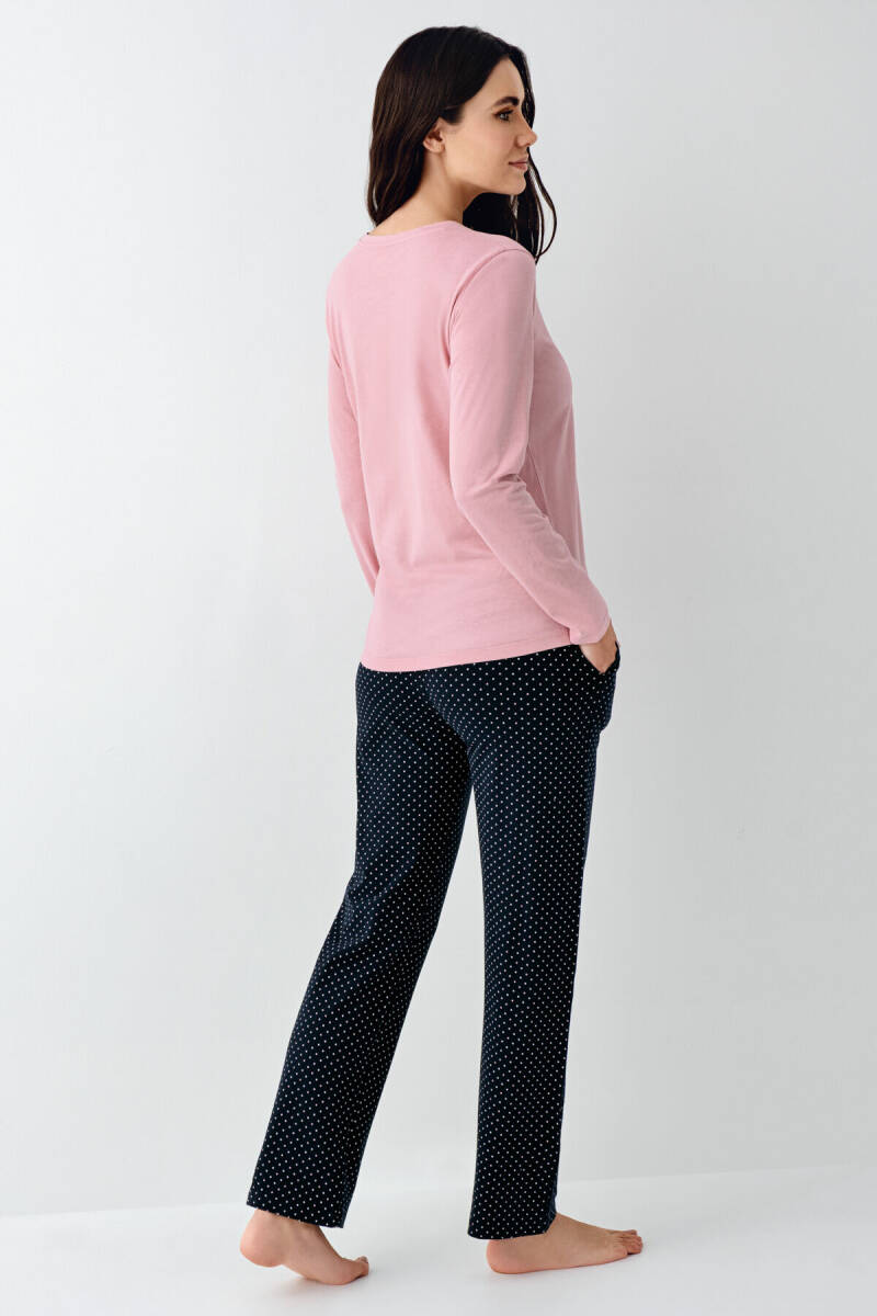 Pierre Cardin Kadın Pamuklu Bisiklet Yaka Pigment Baskılı Kışlık Regular Fit Pembe Pijama Takımı PC9090-S-V1 - 4