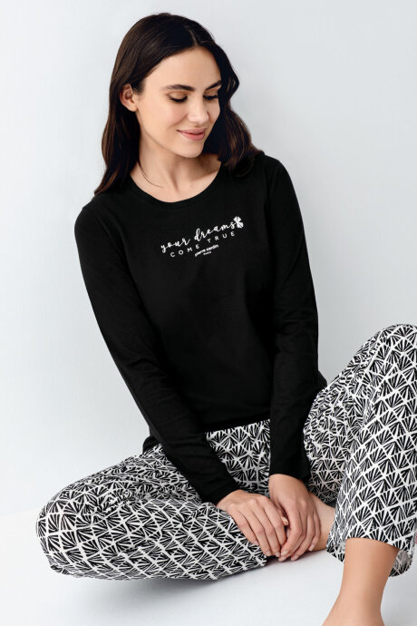 Pierre Cardin Kadın Pamuklu Kışlık Regular Fit Siyah Pijama Takımı PC9068-S-V1