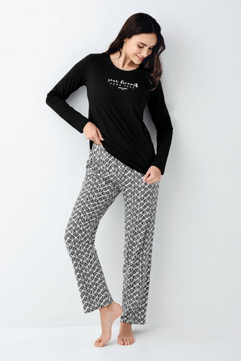 Pierre Cardin Kadın Pamuklu Kışlık Regular Fit Siyah Pijama Takımı PC9068-S-V1 - 2