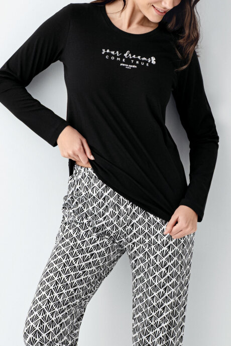 Pierre Cardin Kadın Pamuklu Kışlık Regular Fit Siyah Pijama Takımı PC9068-S-V1 - 3