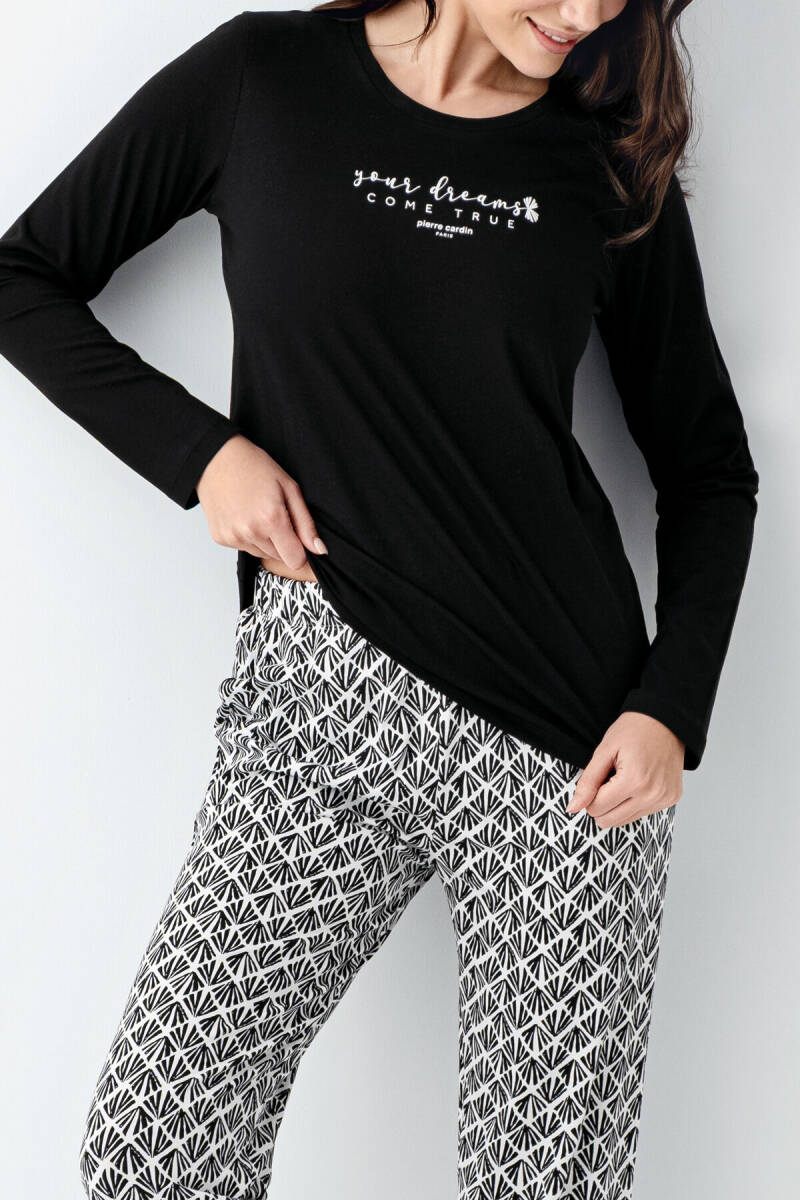 Pierre Cardin Kadın Pamuklu Kışlık Regular Fit Siyah Pijama Takımı PC9068-S-V1 - 3
