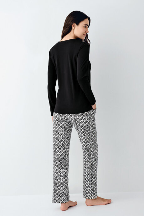 Pierre Cardin Kadın Pamuklu Kışlık Regular Fit Siyah Pijama Takımı PC9068-S-V1 - 4
