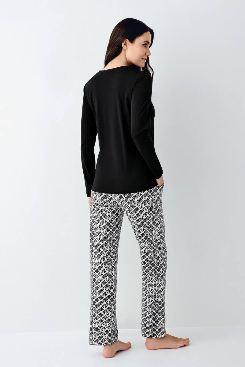Pierre Cardin Kadın Pamuklu Kışlık Regular Fit Siyah Pijama Takımı PC9068-S-V1 - 4