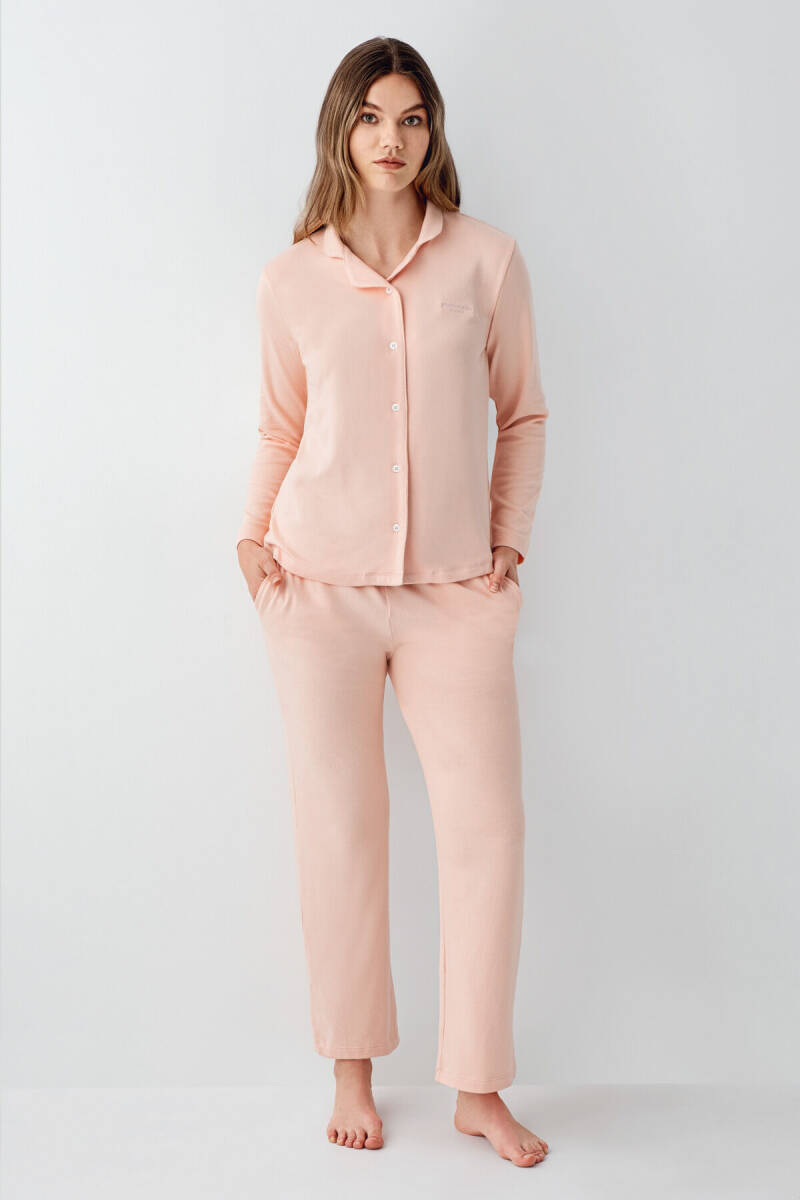 Pierre Cardin Kadın Pamuklu Gömlek Yaka Pigment Baskılı Kışlık Regular Fit Turuncu Gömlek Pijama Takım PC9117-S-V1 - 2