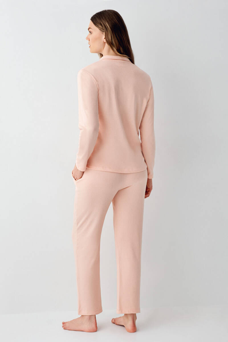 Pierre Cardin Kadın Pamuklu Gömlek Yaka Pigment Baskılı Kışlık Regular Fit Turuncu Gömlek Pijama Takım PC9117-S-V1 - 4