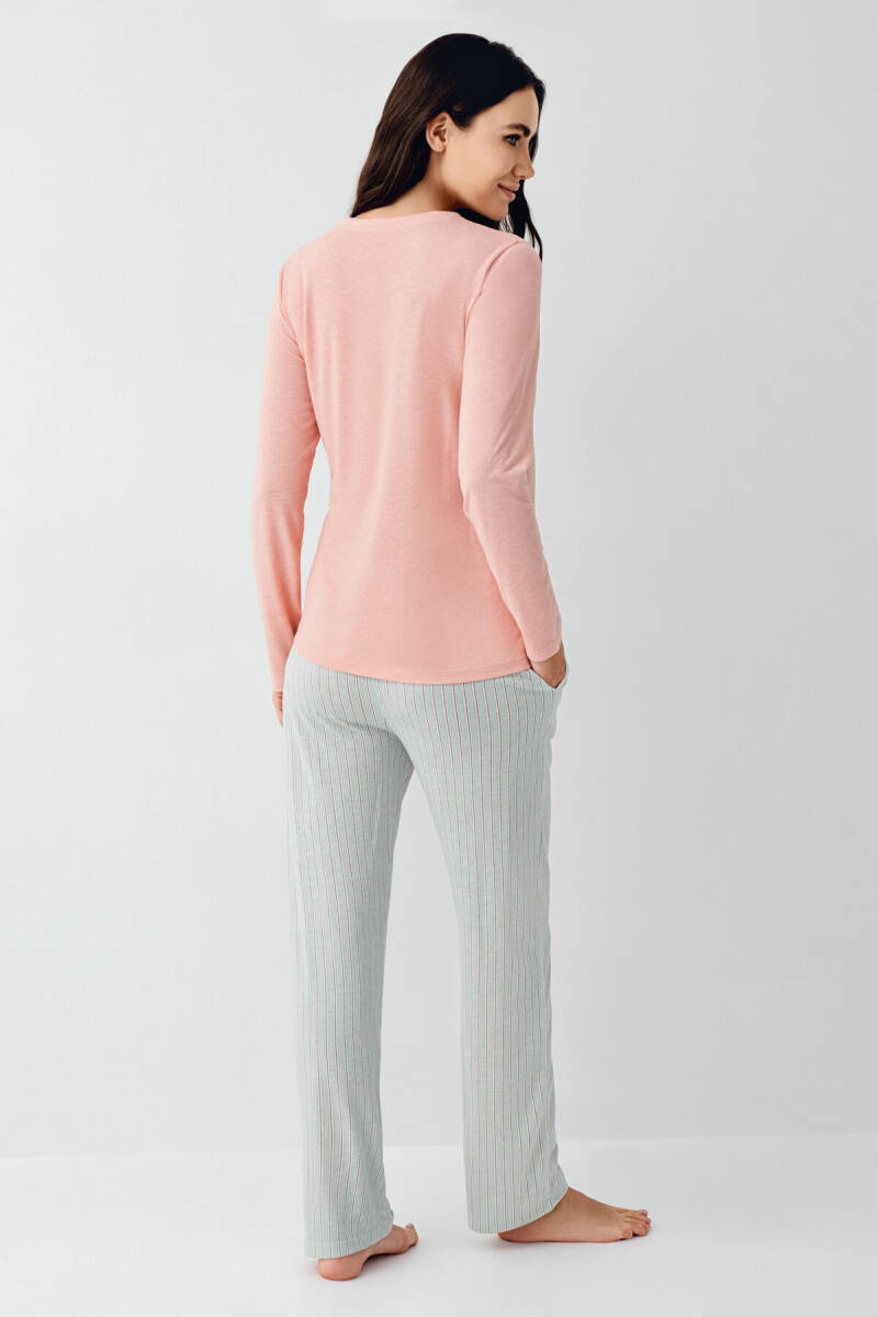 Pierre Cardin Kadın Pamuklu Kışlık Regular Fit Turuncu Pijama Takımı PC9050-S-V2 - 4