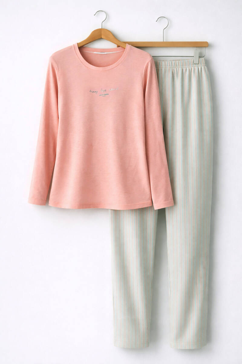 Pierre Cardin Kadın Pamuklu Kışlık Regular Fit Turuncu Pijama Takımı PC9050-S-V2 - 5