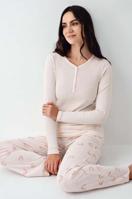 Pierre Cardin Kadın Pamuklu Kışlık Regular Fit Pembe Pijama Takımı PC9062-S-V1