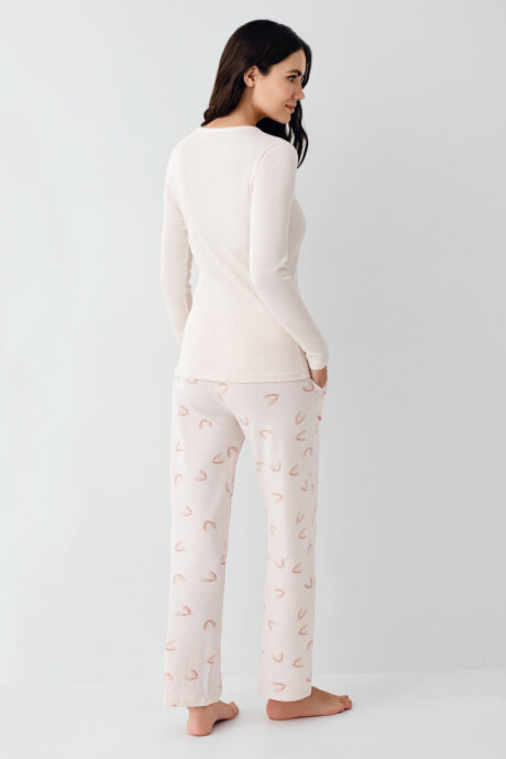 Pierre Cardin Kadın Pamuklu Kışlık Regular Fit Pembe Pijama Takımı PC9062-S-V1 - 4