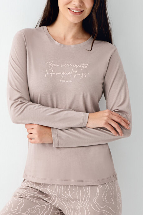 Pierre Cardin Kadın Pamuklu Kışlık Regular Fit Kahverengi Pijama Takımı PC9096-S-V1 - 3