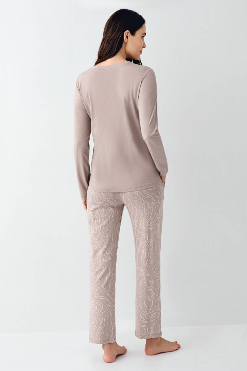 Pierre Cardin Kadın Pamuklu Kışlık Regular Fit Kahverengi Pijama Takımı PC9096-S-V1 - 4