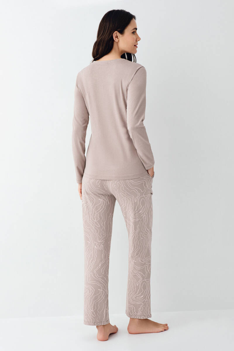 Pierre Cardin Kadın Pamuklu Kışlık Regular Fit Kahverengi Pijama Takımı PC9097-S-V1 - 4