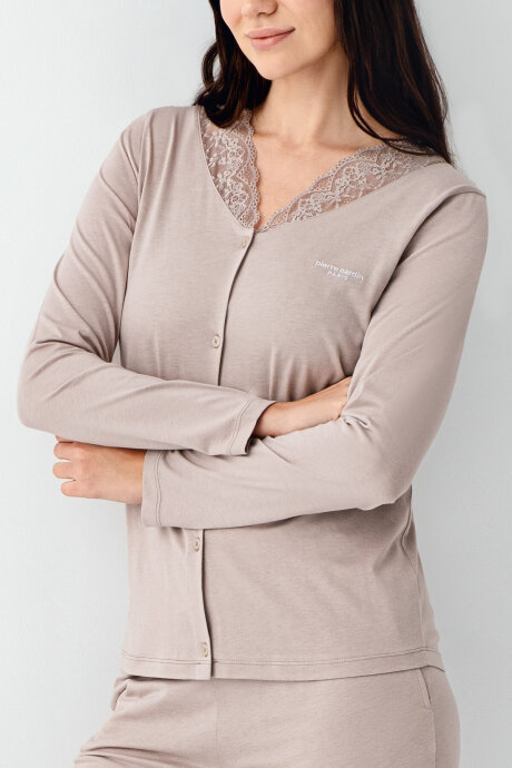 Pierre Cardin Kadın Pamuklu Kışlık Regular Fit Kahverengi Pijama Takımı PC9116-S-V2 - 3