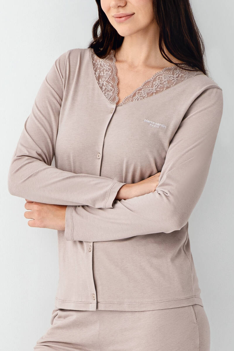 Pierre Cardin Kadın Pamuklu Kışlık Regular Fit Kahverengi Pijama Takımı PC9116-S-V2 - 3