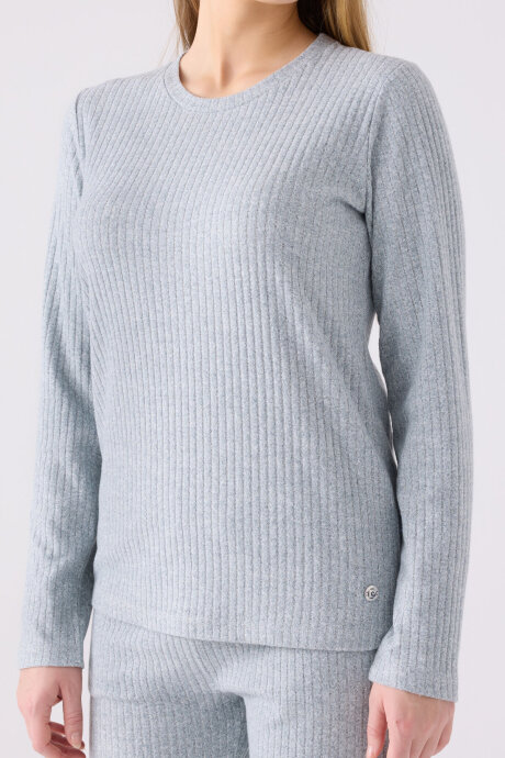 Pierre Cardin Kadın Bisiklet Yaka Pigment Baskılı Kışlık Regular Fit Mavi Pijama Takımı PC8908-S-V1 - 4