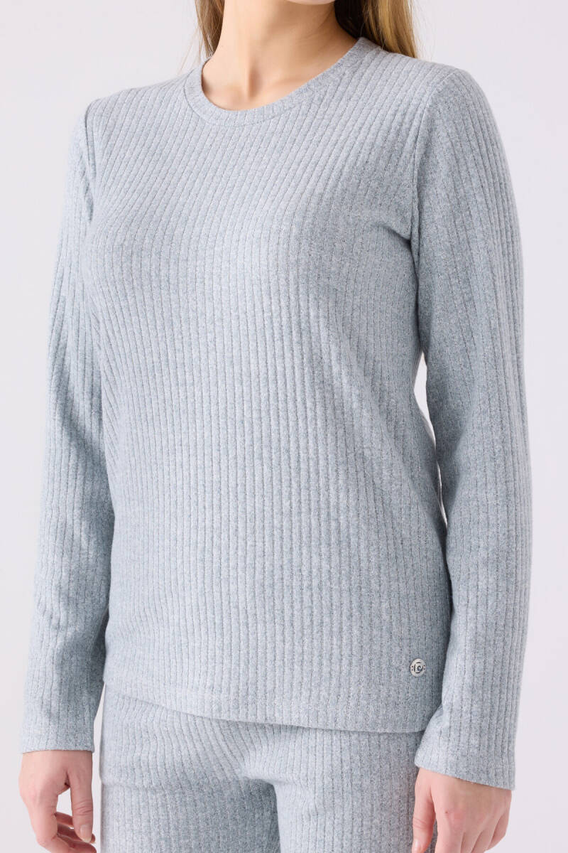 Pierre Cardin Kadın Bisiklet Yaka Pigment Baskılı Kışlık Regular Fit Mavi Pijama Takımı PC8908-S-V1 - 4