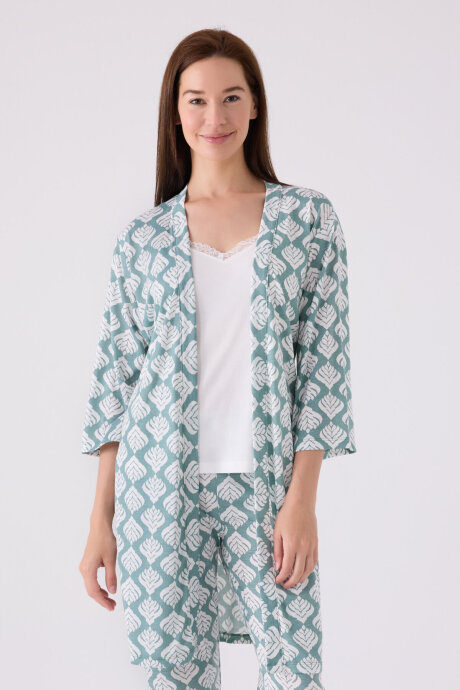 Pierre Cardin Kadın Pamuklu Kruvaze Pigment Baskılı Kışlık Regular Fit Mavi Pijama Takımı PC8905-S-V1 (1)