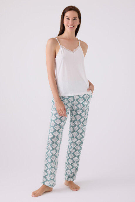 Pierre Cardin Kadın Pamuklu Kruvaze Pigment Baskılı Kışlık Regular Fit Mavi Pijama Takımı PC8905-S-V1 - 5