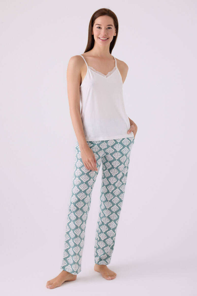 Pierre Cardin Kadın Pamuklu Kruvaze Pigment Baskılı Kışlık Regular Fit Mavi Pijama Takımı PC8905-S-V1 - 5