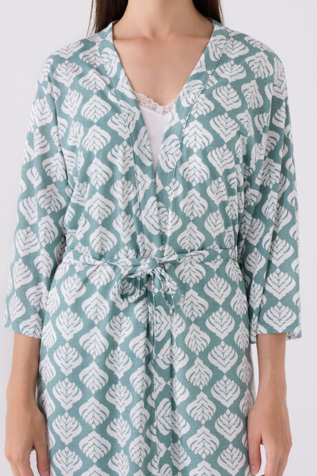 Pierre Cardin Kadın Pamuklu Kruvaze Pigment Baskılı Kışlık Regular Fit Mavi Pijama Takımı PC8905-S-V1 - 7