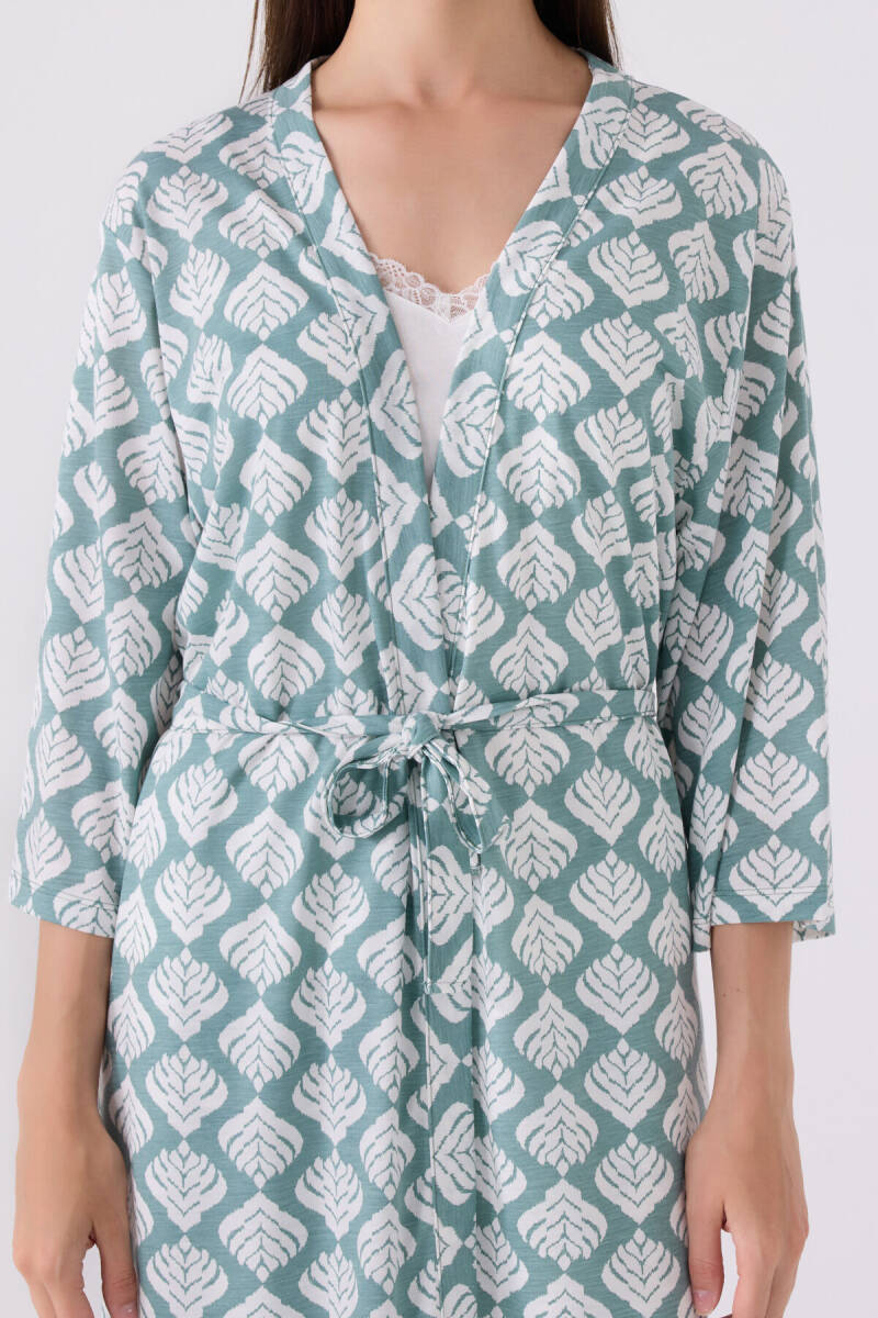 Pierre Cardin Kadın Pamuklu Kruvaze Pigment Baskılı Kışlık Regular Fit Mavi Pijama Takımı PC8905-S-V1 - 7