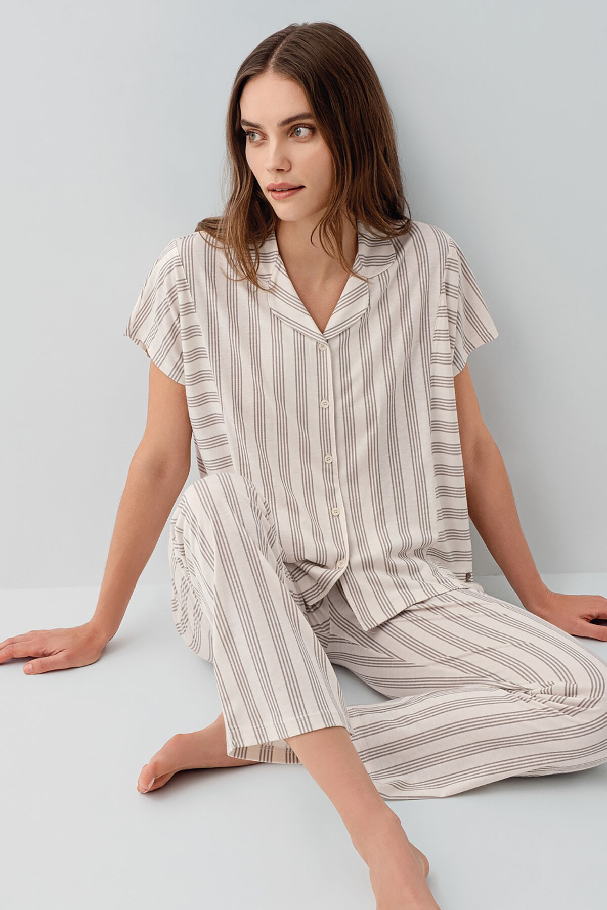 Pierre Cardin Kadın Krem Gömlek Pijama Takım