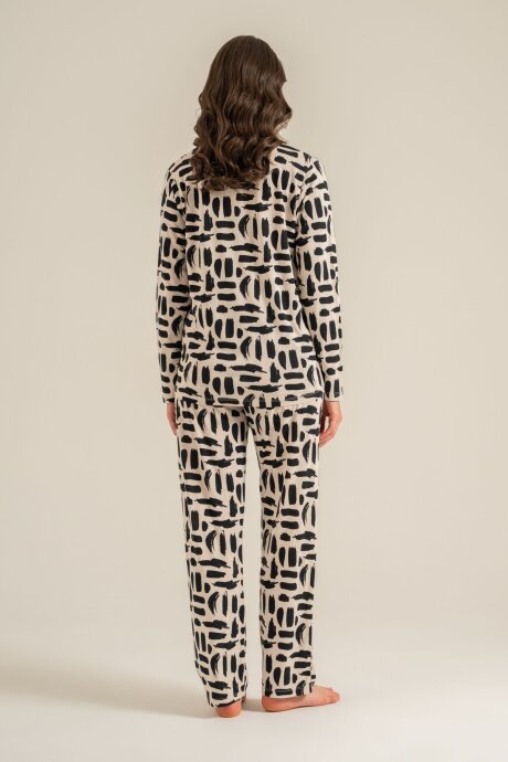 Pierre Cardin Kadın Pamuklu Krem Gömlek Pijama Takımı PC9301-S-V1 - 4
