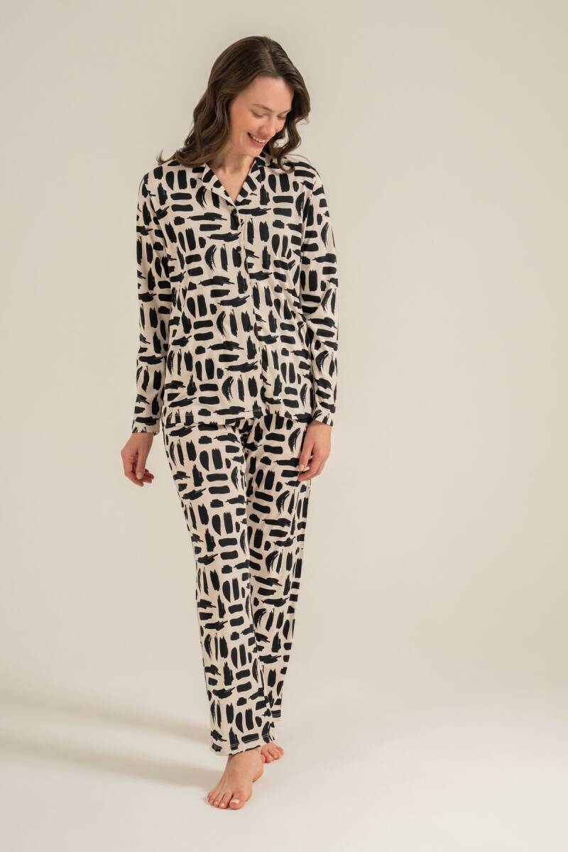 Pierre Cardin Kadın Pamuklu Krem Gömlek Pijama Takımı PC9301-S-V1 - 8