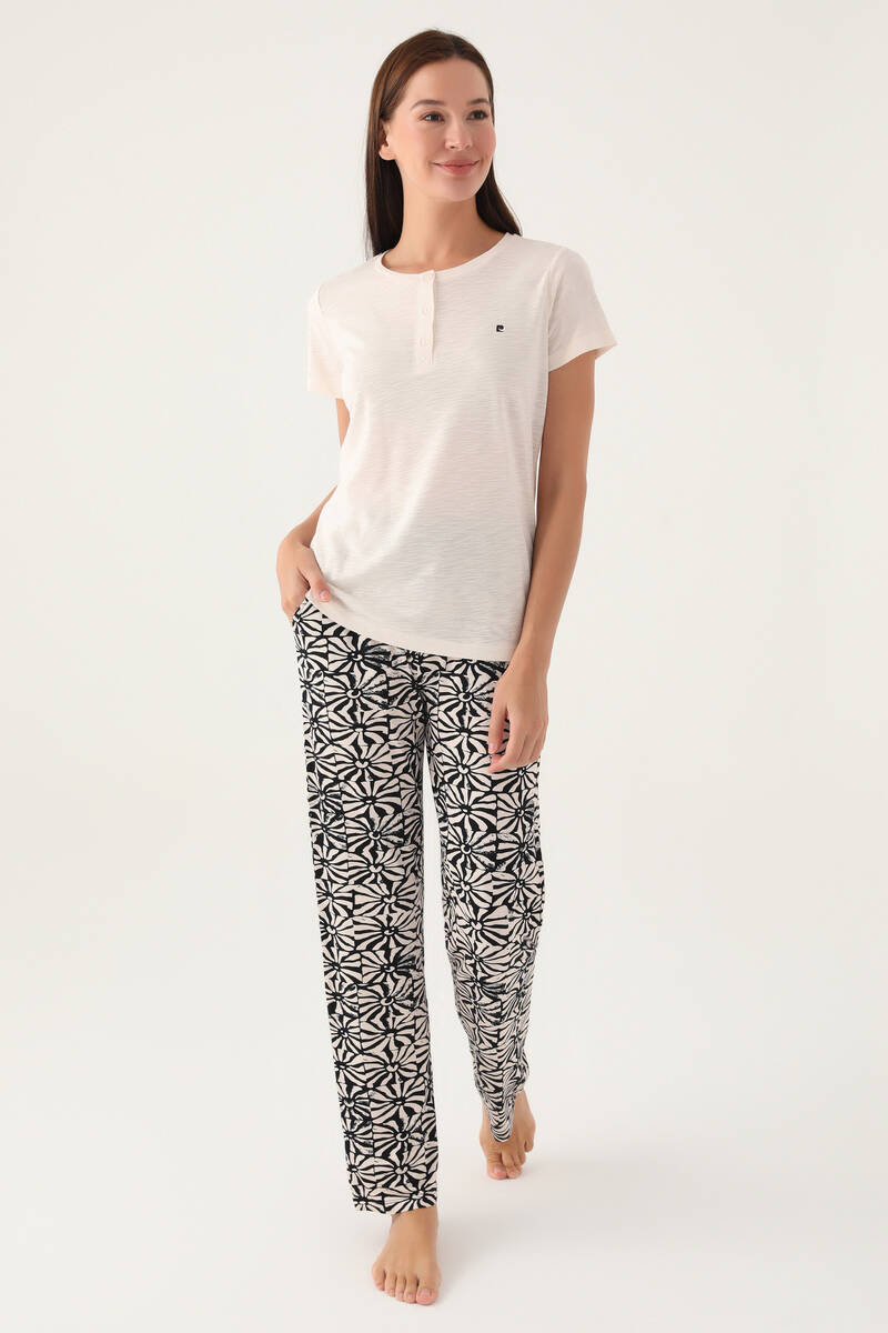 Pierre Cardin Kadın Krem Kısa Kol Pijama Takım