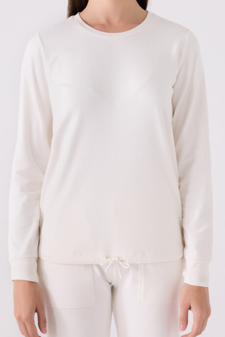 Pierre Cardin Kadın Pamuklu Bisiklet Yaka Pigment Baskılı Kışlık Regular Fit Beyaz Pijama Takımı PC8925-S-V1 - 4