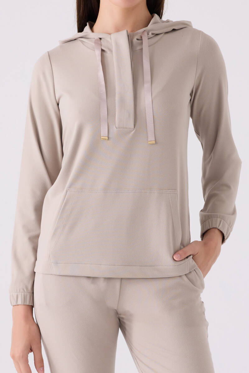 Pierre Cardin Kadın Pamuklu Kapüşonlu Pigment Baskılı Kışlık Regular Fit Kahverengi Pijama Takımı PC8924-S-V3 - 5