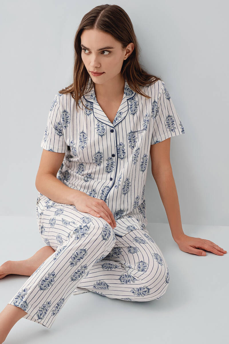 Pierre Cardin Kadın Beyaz Gömlek Pijama Takım