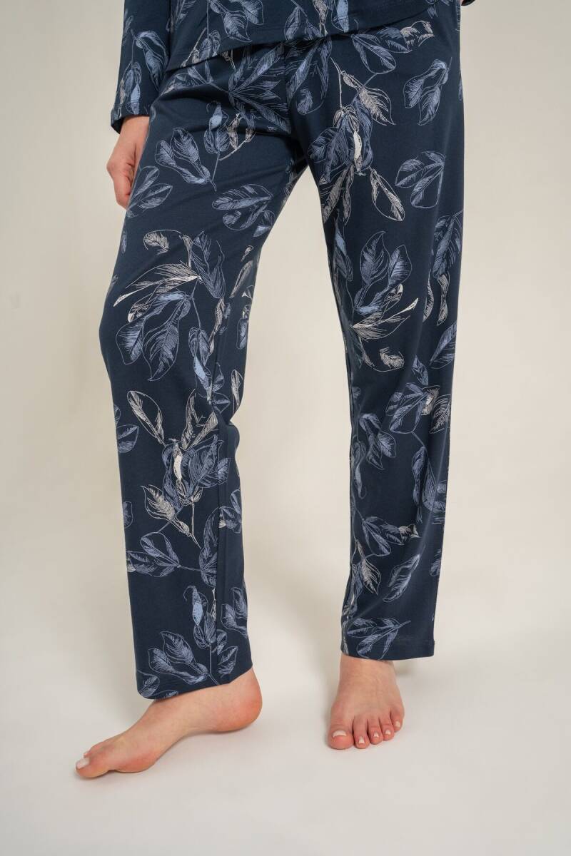 Pierre Cardin Kadın Pamuklu Leaves Lacivert Gömlek Pijama Takımı PC9259-S-V1 - 6