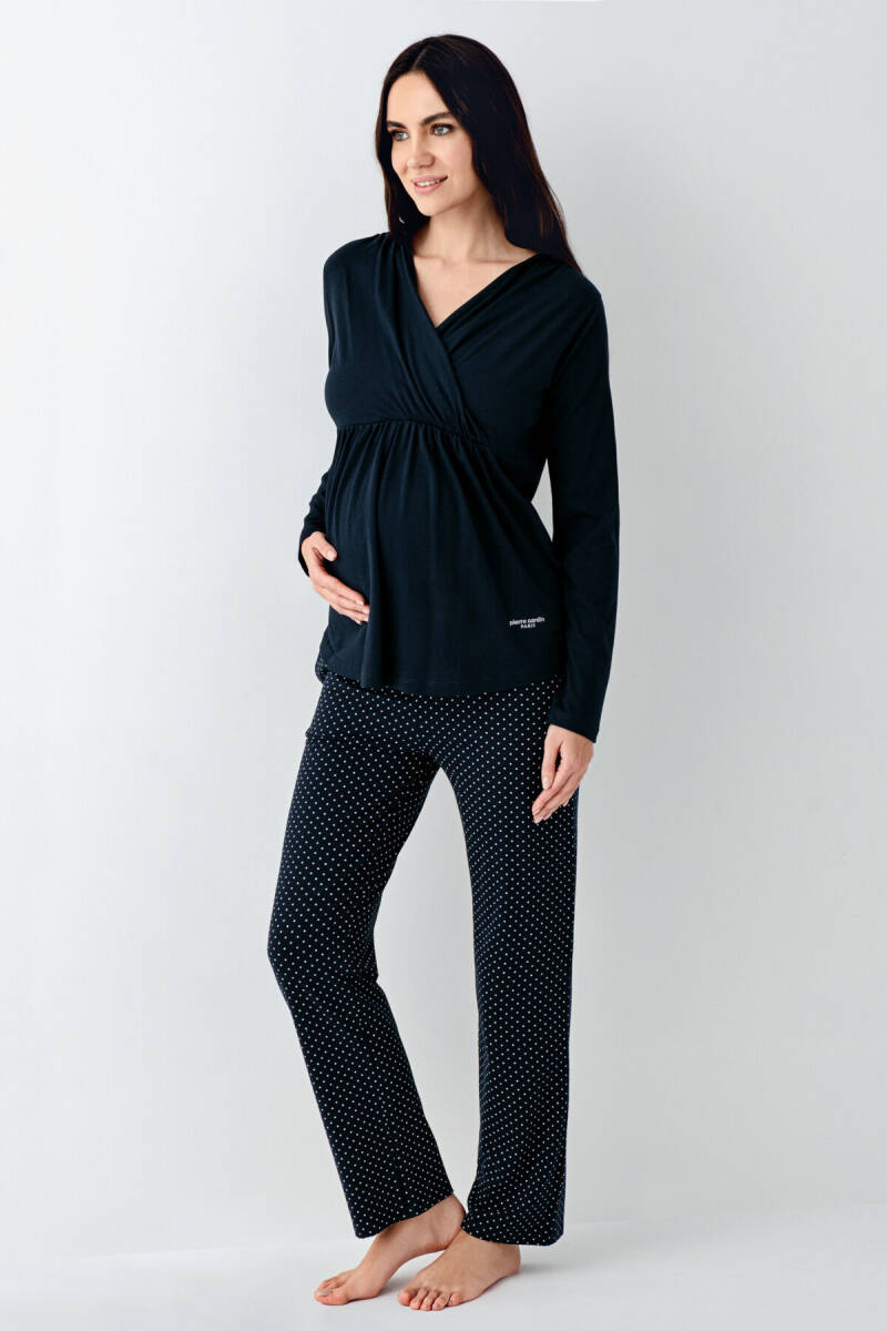Pierre Cardin Kadın Bisiklet Yaka Pigment Baskılı Kışlık Regular Fit Lacivert Pijama Takımı PC9094-S-V1 - 2