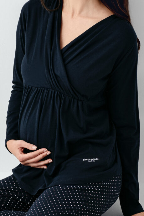 Pierre Cardin Kadın Bisiklet Yaka Pigment Baskılı Kışlık Regular Fit Lacivert Pijama Takımı PC9094-S-V1 - 3