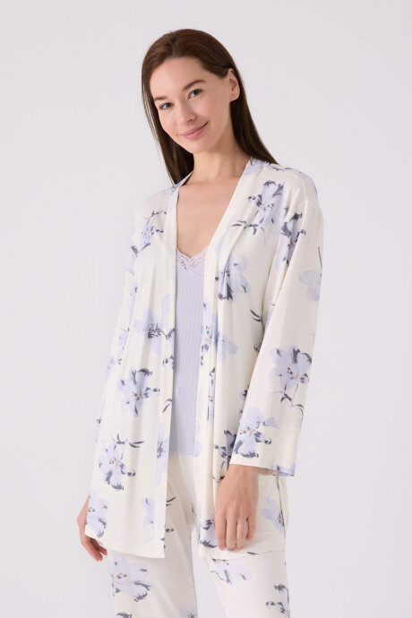 Pierre Cardin Kadın Bisiklet Yaka Pigment Baskılı Kışlık Regular Fit Mavi Pijama Takımı PC8885-S-V1 (1)