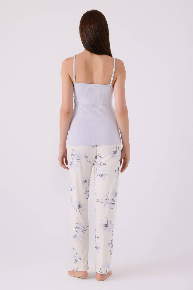 Pierre Cardin Kadın Pamuklu Bisiklet Yaka Pigment Baskılı Kışlık Regular Fit Mavi Pijama Takımı PC8885-S-V1 - 8