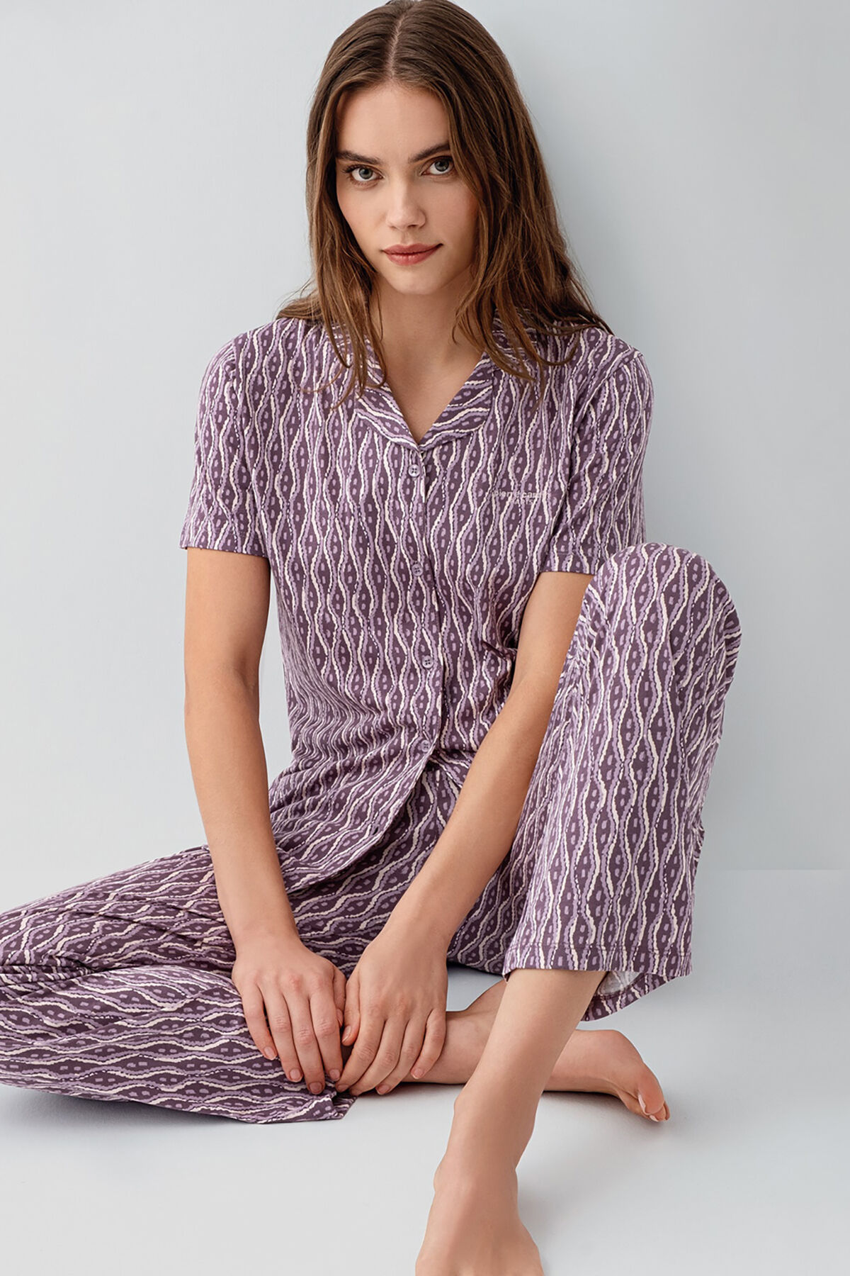 Pierre Cardin Kadın Mor Gömlek Pijama Takım
