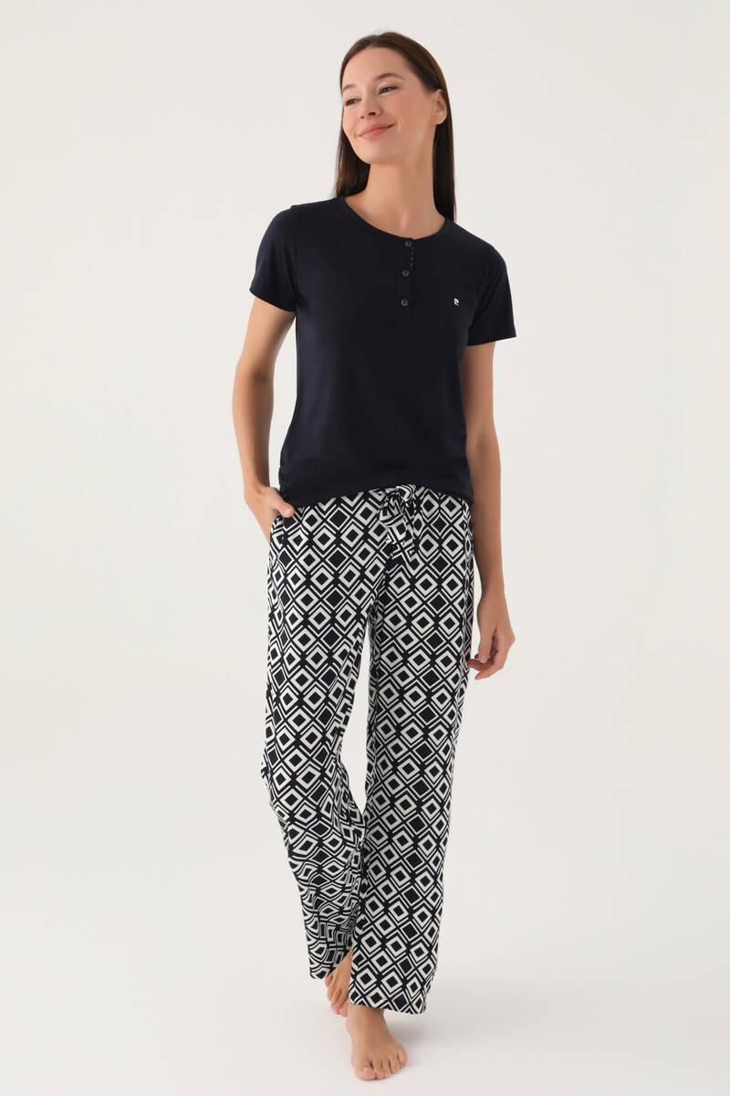 Pierre Cardin Kadın Siyah Kısa Kol Pijama Takım