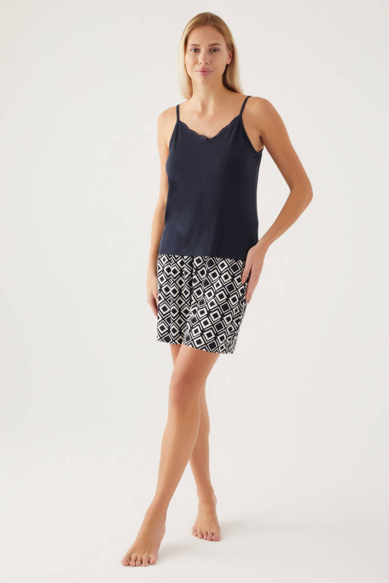 Pierre Cardin Kadın Pamuklu Kruvaze Pigment Baskılı Yazlık Regular Fit Siyah Pijama Takımı PC8839-S-V1 - 4