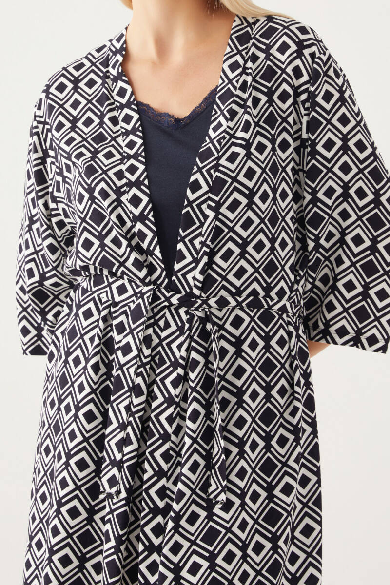 Pierre Cardin Kadın Pamuklu Kruvaze Pigment Baskılı Yazlık Regular Fit Siyah Pijama Takımı PC8839-S-V1 - 5
