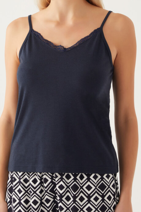 Pierre Cardin Kadın Pamuklu Kruvaze Pigment Baskılı Yazlık Regular Fit Siyah Pijama Takımı PC8839-S-V1 - 6