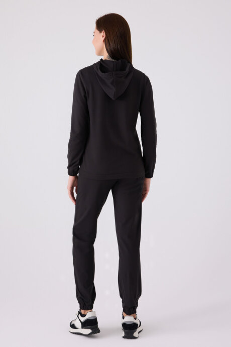 Pierre Cardin Kadın Pamuklu Kapüşonlu Pigment Baskılı Kışlık Regular Fit Siyah Pijama Takımı PC8924-S-V1 - 6