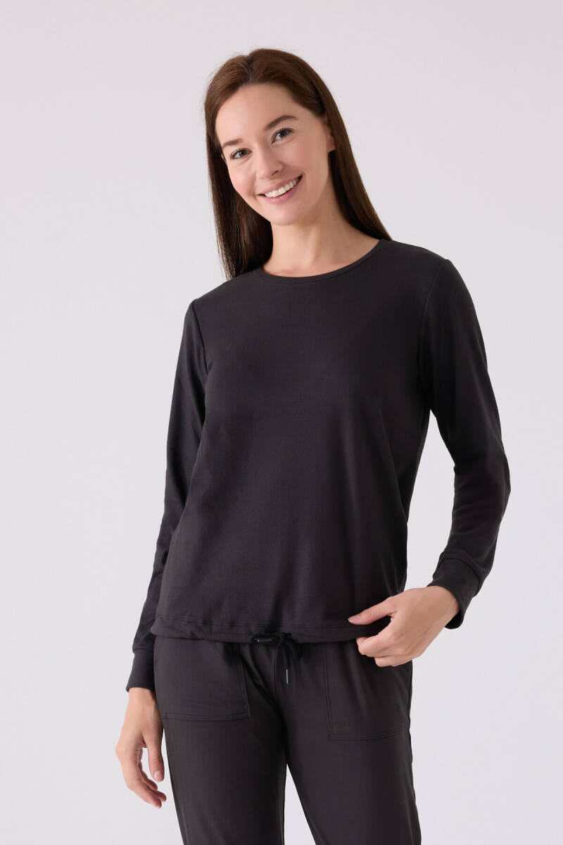 Pierre Cardin Kadın Pamuklu Bisiklet Yaka Pigment Baskılı Kışlık Regular Fit Gri Pijama Takımı PC8925-S-V2 - 2