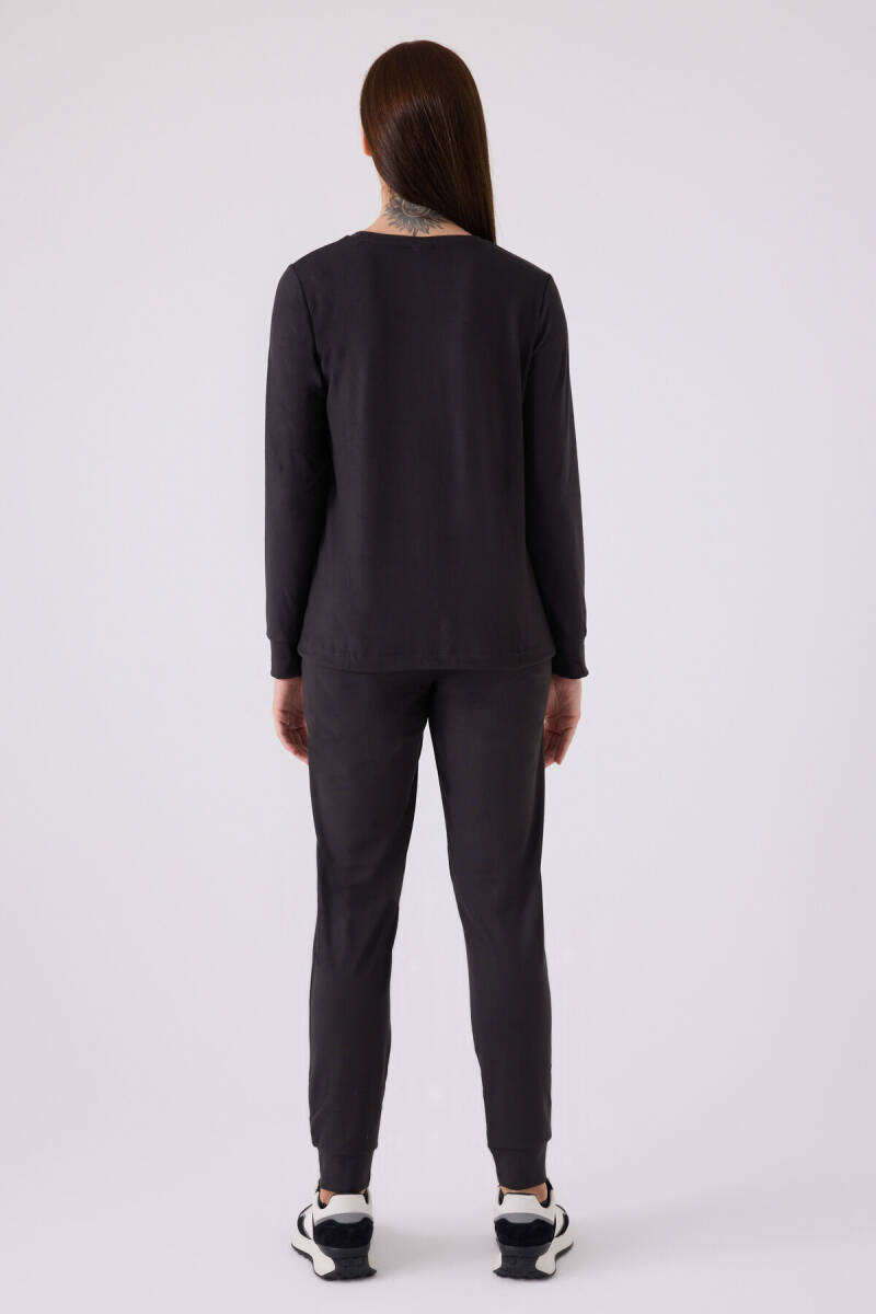 Pierre Cardin Kadın Pamuklu Bisiklet Yaka Pigment Baskılı Kışlık Regular Fit Gri Pijama Takımı PC8925-S-V2 - 5