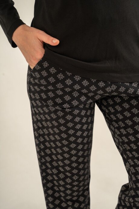 Pierre Cardin Kadın Pamuklu Siyah Uzun Kol Pijama Takım PC9289-S-V1 - 6