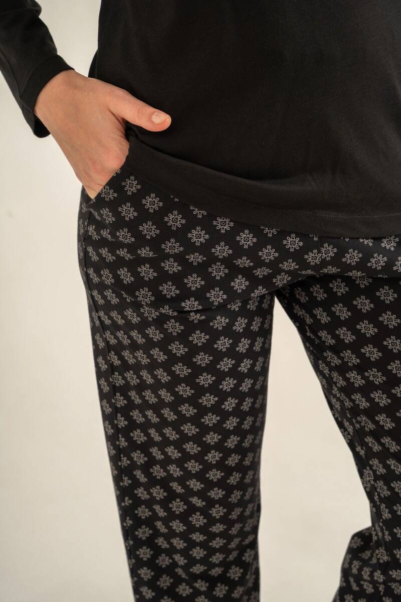 Pierre Cardin Kadın Pamuklu Siyah Uzun Kol Pijama Takım PC9289-S-V1 - 6